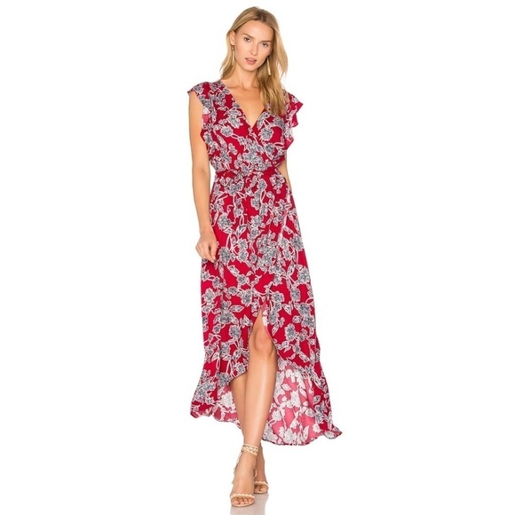 Splendid Etched Floral Wrap Dress in Beet Red Size M 6-8 NWT - Picture 1 of 16